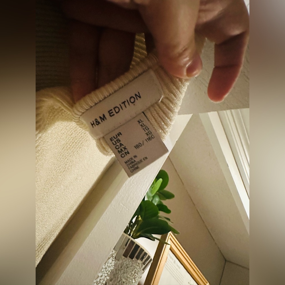 H&M edition lux Cream and Black Striped Sweater. Very heavy. Size XL. - Picture 9 of 11